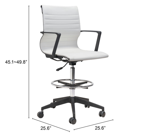 Zuo Modern Stacy 100% Polyurethane, Steel, Nylon Modern Commercial Grade Office Chair White, Black, Chrome 100% Polyurethane, Steel, Nylon