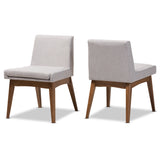 Nexus Mid-Century Modern Walnut Wood Fabric Dining Chair (Set of 2)