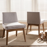 Baxton Studio Nexus Mid-Century Modern Walnut Wood Finishing Greyish Beige Fabric Dining Side Chair (Set of 2)