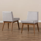 Baxton Studio Nexus Mid-Century Modern Walnut Wood Finishing Greyish Beige Fabric Dining Side Chair (Set of 2)