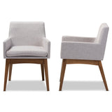 Baxton Studio Nexus Mid-Century Modern Walnut Wood Finishing Greyish Beige Fabric Dining Armchair (Set of 2)