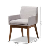 Baxton Studio Nexus Mid-Century Modern Walnut Wood Finishing Greyish Beige Fabric Dining Armchair (Set of 2)
