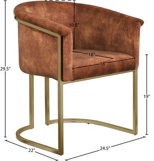 Tierra Velvet / Engineered Wood / Iron / Foam Contemporary Cognac Velvet Dining Chair - 24.5" W x 22" D x 29.5" H