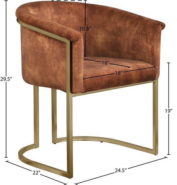 Tierra Velvet / Engineered Wood / Iron / Foam Contemporary Cognac Velvet Dining Chair - 24.5" W x 22" D x 29.5" H
