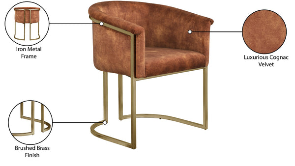 Tierra Velvet / Engineered Wood / Iron / Foam Contemporary Cognac Velvet Dining Chair - 24.5" W x 22" D x 29.5" H