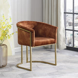 Tierra Velvet / Engineered Wood / Iron / Foam Contemporary Cognac Velvet Dining Chair - 24.5" W x 22" D x 29.5" H