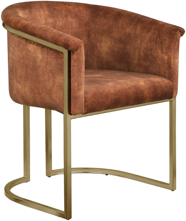 Tierra Velvet / Engineered Wood / Iron / Foam Contemporary Cognac Velvet Dining Chair - 24.5" W x 22" D x 29.5" H