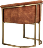 Tierra Velvet / Engineered Wood / Iron / Foam Contemporary Cognac Velvet Dining Chair - 24.5" W x 22" D x 29.5" H
