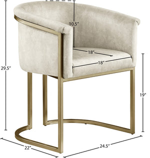 Tierra Velvet / Engineered Wood / Iron / Foam Contemporary Cream Velvet Dining Chair - 24.5" W x 22" D x 29.5" H