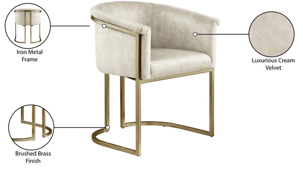 Tierra Velvet / Engineered Wood / Iron / Foam Contemporary Cream Velvet Dining Chair - 24.5" W x 22" D x 29.5" H