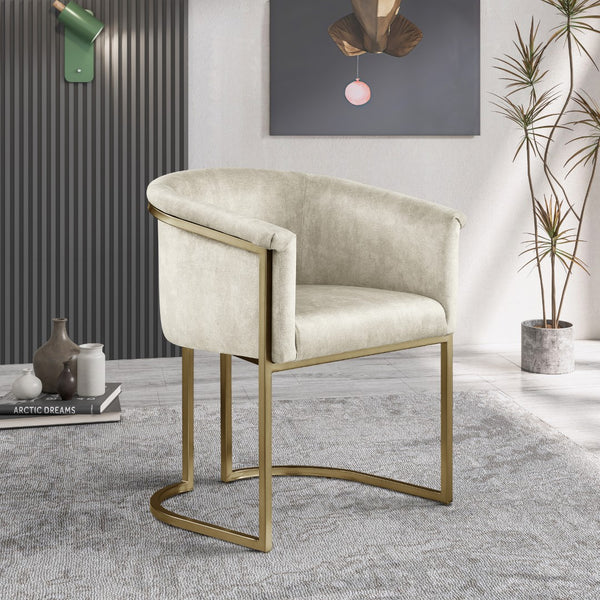 Tierra Velvet / Engineered Wood / Iron / Foam Contemporary Cream Velvet Dining Chair - 24.5" W x 22" D x 29.5" H