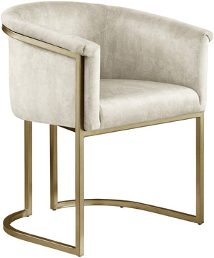 Tierra Velvet / Engineered Wood / Iron / Foam Contemporary Cream Velvet Dining Chair - 24.5" W x 22" D x 29.5" H