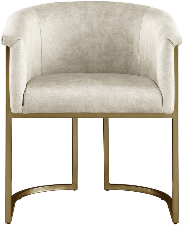 Tierra Velvet / Engineered Wood / Iron / Foam Contemporary Cream Velvet Dining Chair - 24.5" W x 22" D x 29.5" H