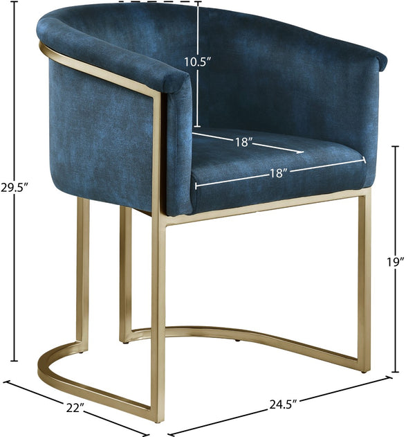 Tierra Velvet / Engineered Wood / Iron / Foam Contemporary Navy Velvet Dining Chair - 24.5" W x 22" D x 29.5" H