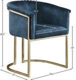 Tierra Velvet / Engineered Wood / Iron / Foam Contemporary Navy Velvet Dining Chair - 24.5" W x 22" D x 29.5" H
