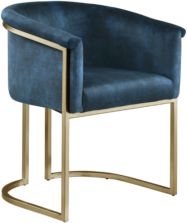 Tierra Velvet / Engineered Wood / Iron / Foam Contemporary Navy Velvet Dining Chair - 24.5" W x 22" D x 29.5" H