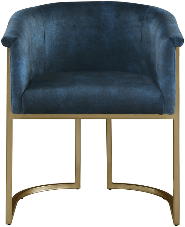 Tierra Velvet / Engineered Wood / Iron / Foam Contemporary Navy Velvet Dining Chair - 24.5" W x 22" D x 29.5" H