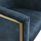 Tierra Velvet / Engineered Wood / Iron / Foam Contemporary Navy Velvet Dining Chair - 24.5" W x 22" D x 29.5" H