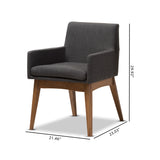 Baxton Studio Nexus Mid-Century Modern Walnut Wood Finishing Dark Grey Fabric Dining Armchair (Set of 2)