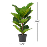 Socorro 2' x 1' Artificial Tabletop Fiddle-Leaf Fig Tree, Green Noble House