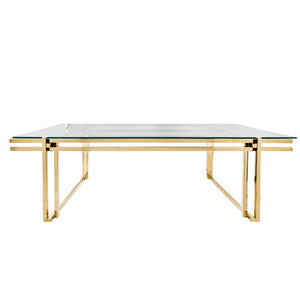 Sagebrook Home Contemporary Metal 55" Coffee Table, Gold 15724-02 Gold Glass