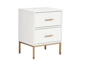 Alpine Furniture Madelyn Two Drawer Nightstand 2010-02 White Mahogany Solids & Veneer 20 x 15 x 26