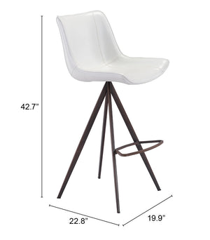 Zuo Modern Aki 100% Polyurethane, Plywood, Steel Modern Commercial Grade Barstool Set - Set of 2 White, Walnut 100% Polyurethane, Plywood, Steel