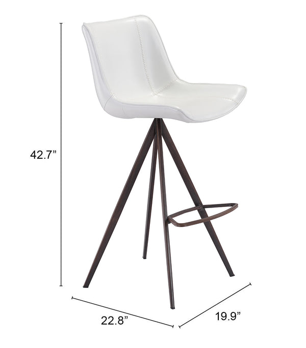 Zuo Modern Aki 100% Polyurethane, Plywood, Steel Modern Commercial Grade Barstool Set - Set of 2 White, Walnut 100% Polyurethane, Plywood, Steel
