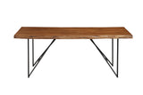 Alpine Furniture Live Edge Solid Wood Dining Table, Light Walnut 1968-01 Light Walnut Solid Acacia Wood with Metal Legs 77.25 x 36.5 x 30