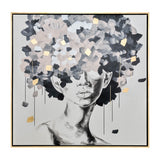 Contemporary 71x71, Hand Pntd Idyll Woman Gld Leaf Canvas,multi