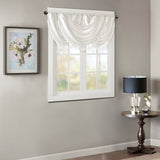 Madison Park Elena Transitional 100% Polyester Faux Silk Solid Waterfall Embellished Valance MP41-4949