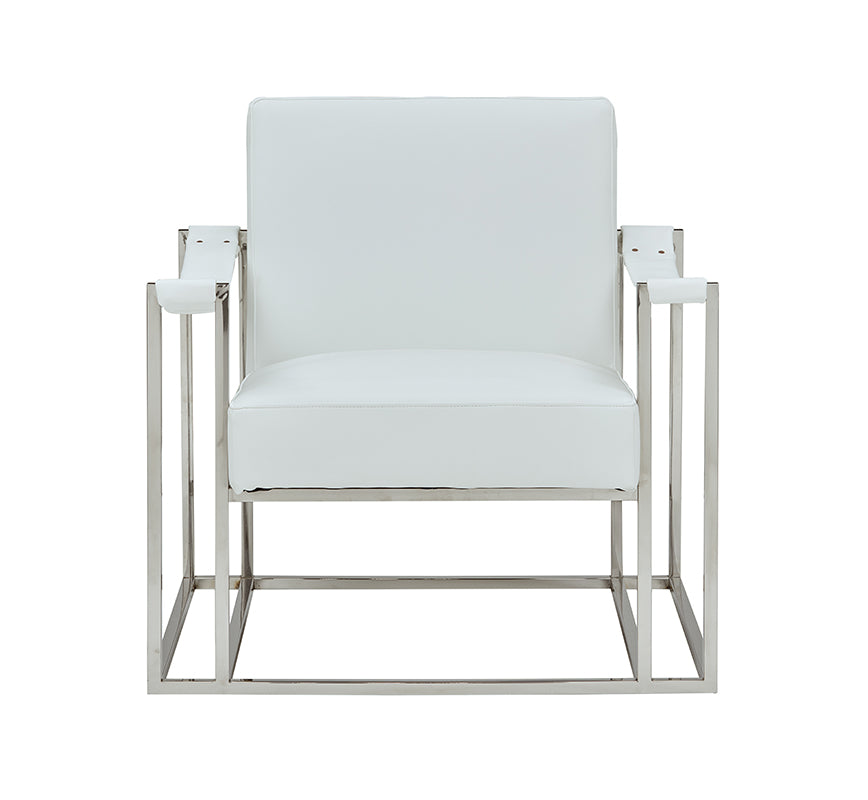 VIG Furniture Modrest Larson Modern White Leatherette Accent Chair VGRH-RHS-AC-205-WHT-STL