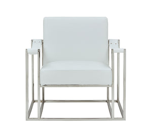 VIG Furniture Modrest Larson Modern White Leatherette Accent Chair VGRH-RHS-AC-205-WHT-STL