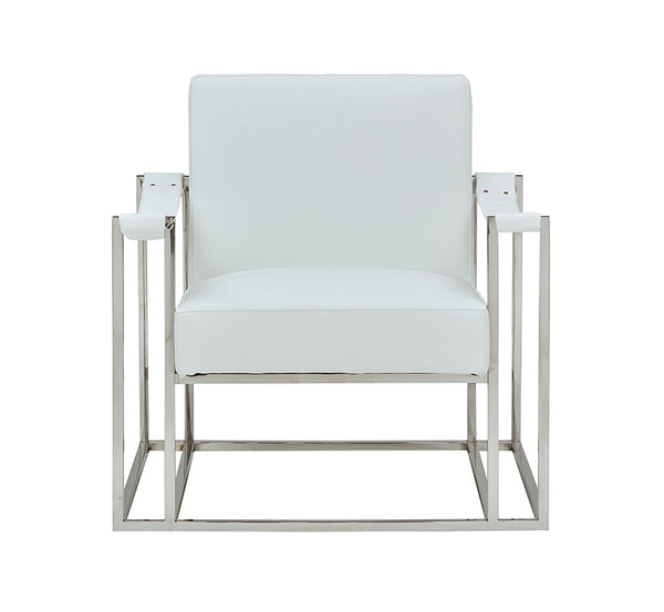 VIG Furniture Modrest Larson Modern White Leatherette Accent Chair VGRH-RHS-AC-205-WHT-STL