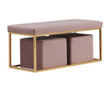 VIG Furniture Divani Casa Walden Modern Mauve Velvet Bench & Ottoman Set VGRH-RHS-OT-211-MAV