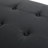 Zentner Rustic Tufted Double End Chaise Lounge with Bolster Pillows, Midnight Black and Gray Noble House