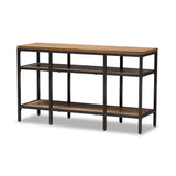 Caribou Rustic Industrial Style Oak Brown Finished Wood and Black Finished Metal Console Table