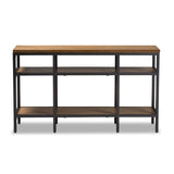 Baxton Studio Caribou Rustic Industrial Style Oak Brown Finished Wood and Black Finished Metal Console Table