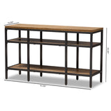 Baxton Studio Caribou Rustic Industrial Style Oak Brown Finished Wood and Black Finished Metal Console Table
