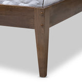 Baxton Studio Elmdon Mid-Century Modern Solid Walnut Wood Slatted Headboard Style Full Size Platform Bed