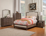 Alpine Furniture Charleston Queen Panel Bed w/Upholstered Head & Footboard, Antique Grey 1500-01Q Antique Grey Plantation Mahogany Solids & Okoume Veneer 64 x 86 x 64