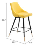 Zuo Modern Piccolo 100% Polyester, Plywood, Steel Modern Commercial Grade Counter Stool Yellow, Black, Gold 100% Polyester, Plywood, Steel