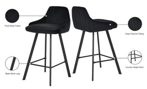 Viviene Velvet / Engineered Wood / Metal / Foam Contemporary Black Velvet Stool - 19" W x 18.5" D x 34" H
