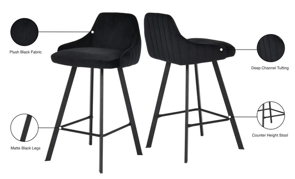 Viviene Velvet / Engineered Wood / Metal / Foam Contemporary Black Velvet Stool - 19" W x 18.5" D x 34" H