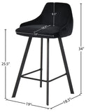 Viviene Velvet / Engineered Wood / Metal / Foam Contemporary Black Velvet Stool - 19" W x 18.5" D x 34" H