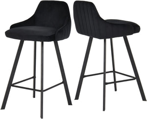 Viviene Velvet / Engineered Wood / Metal / Foam Contemporary Black Velvet Stool - 19" W x 18.5" D x 34" H