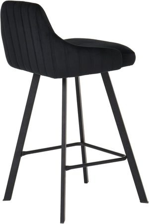 Viviene Velvet / Engineered Wood / Metal / Foam Contemporary Black Velvet Stool - 19" W x 18.5" D x 34" H