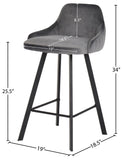 Viviene Velvet / Engineered Wood / Metal / Foam Contemporary Grey Velvet Stool - 19" W x 18.5" D x 34" H