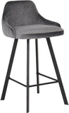 Viviene Velvet / Engineered Wood / Metal / Foam Contemporary Grey Velvet Stool - 19" W x 18.5" D x 34" H