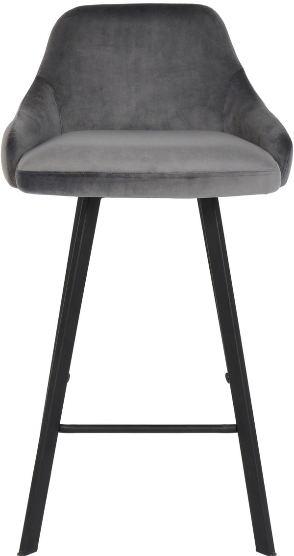 Viviene Velvet / Engineered Wood / Metal / Foam Contemporary Grey Velvet Stool - 19" W x 18.5" D x 34" H
